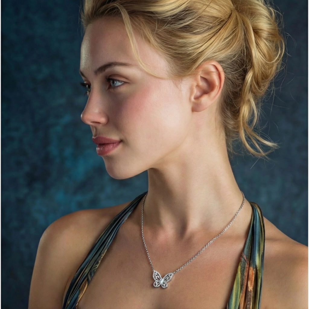 Radiant Butterfly Moissanite Necklace - HILO ROJO