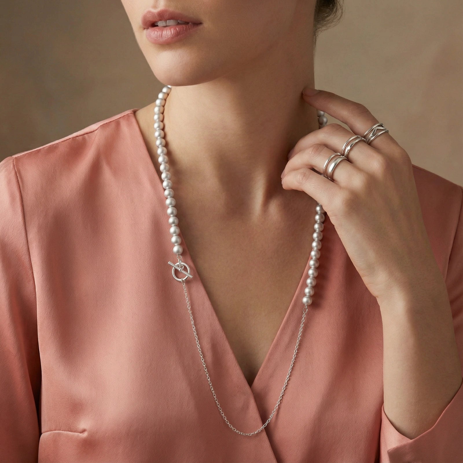 Silver Sphere Gradient Necklace - HILO ROJO