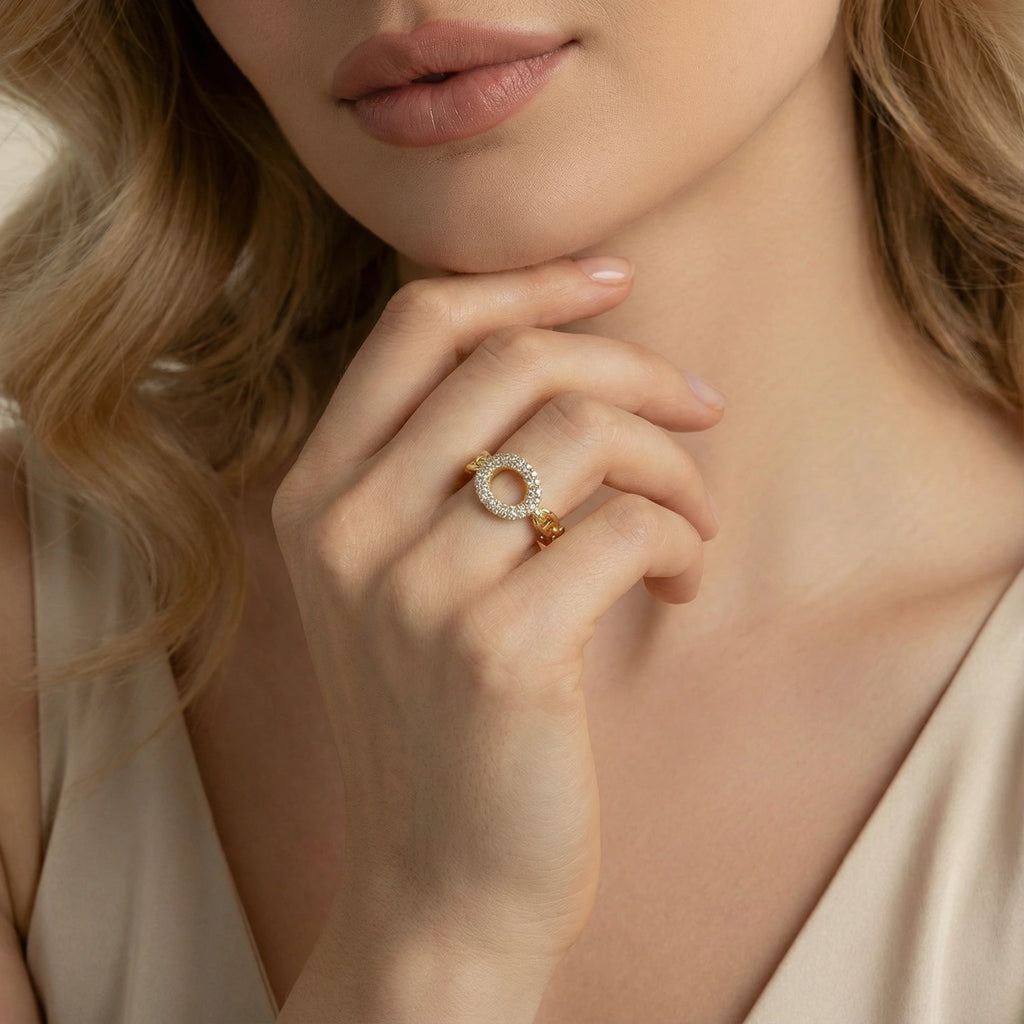 Golden Chain Statement Ring - HILO ROJO