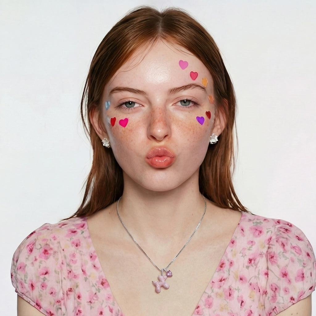 Pink Puppy Heart Necklace - HILO ROJO