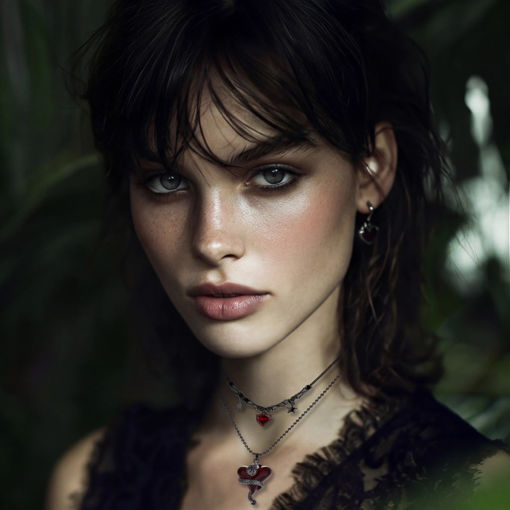 Crimson Hearts Layered Necklace - HILO ROJO