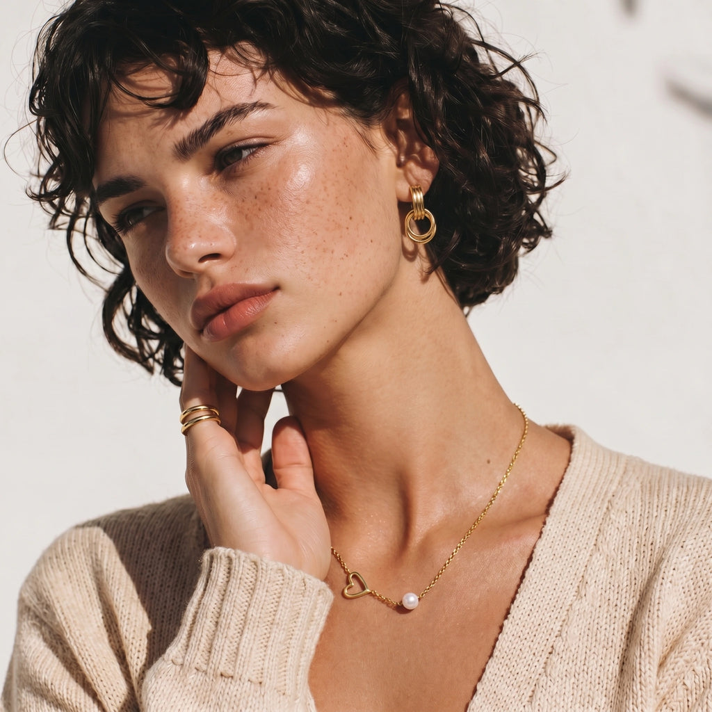 Pearl Heart Embrace Necklace - HILO ROJO