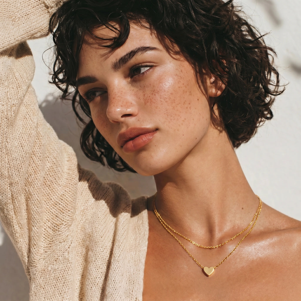 Layered Heart Necklace - HILO ROJO