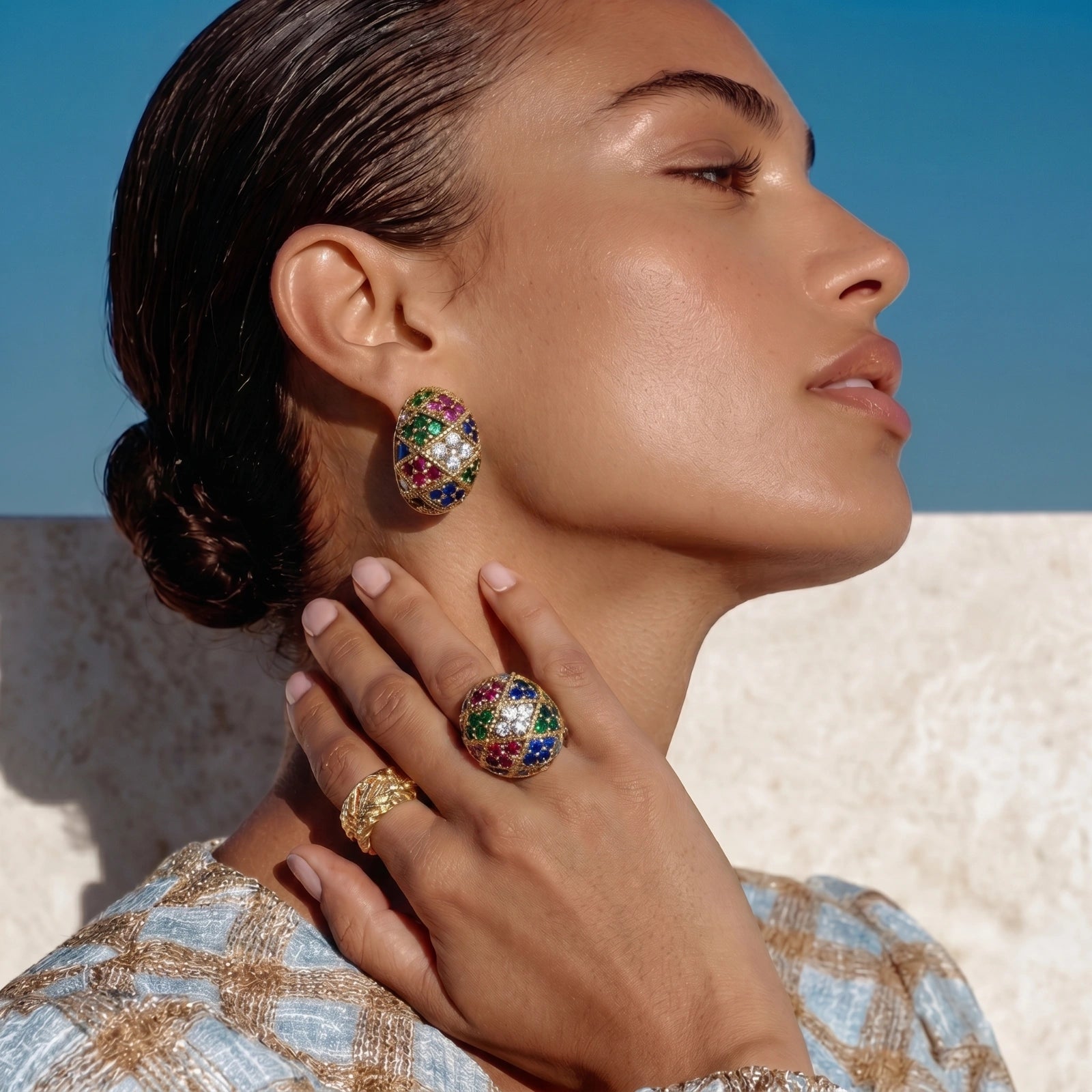 Mosaic Dream Studs - HILO ROJO