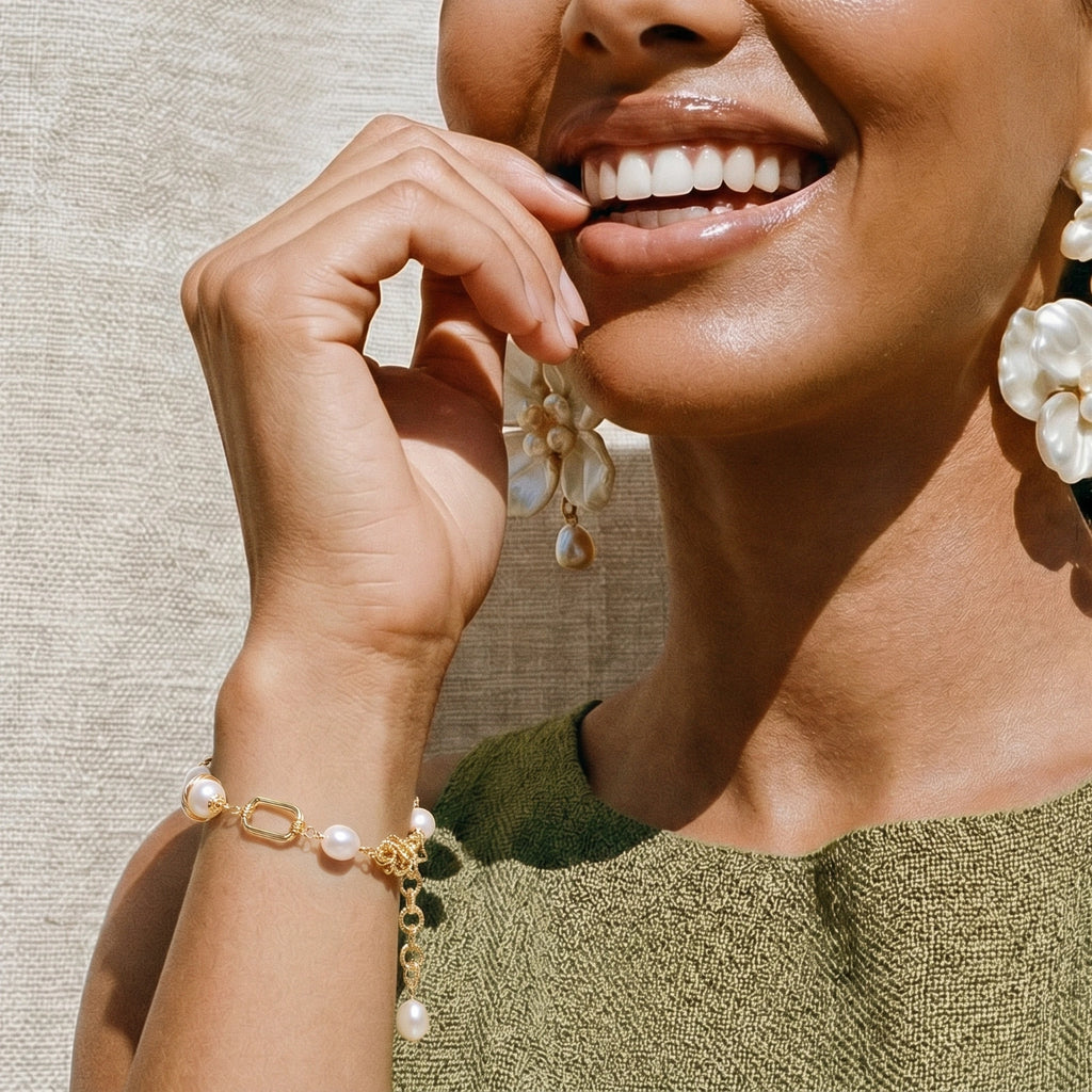 Golden Pearl Chain Bracelet - HILO ROJO