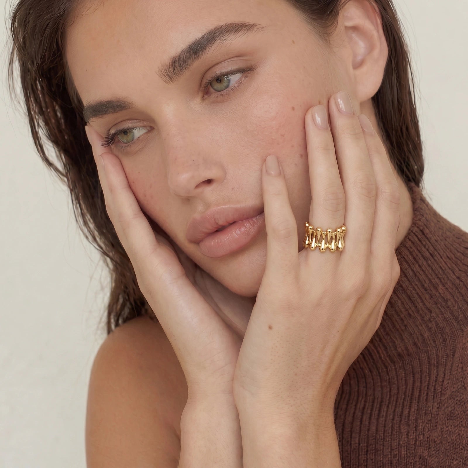 Golden Rope Sculpture Ring - HILO ROJO