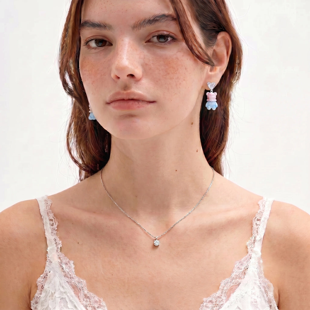 Kawaii Bear Crystal Earrings - HILO ROJO