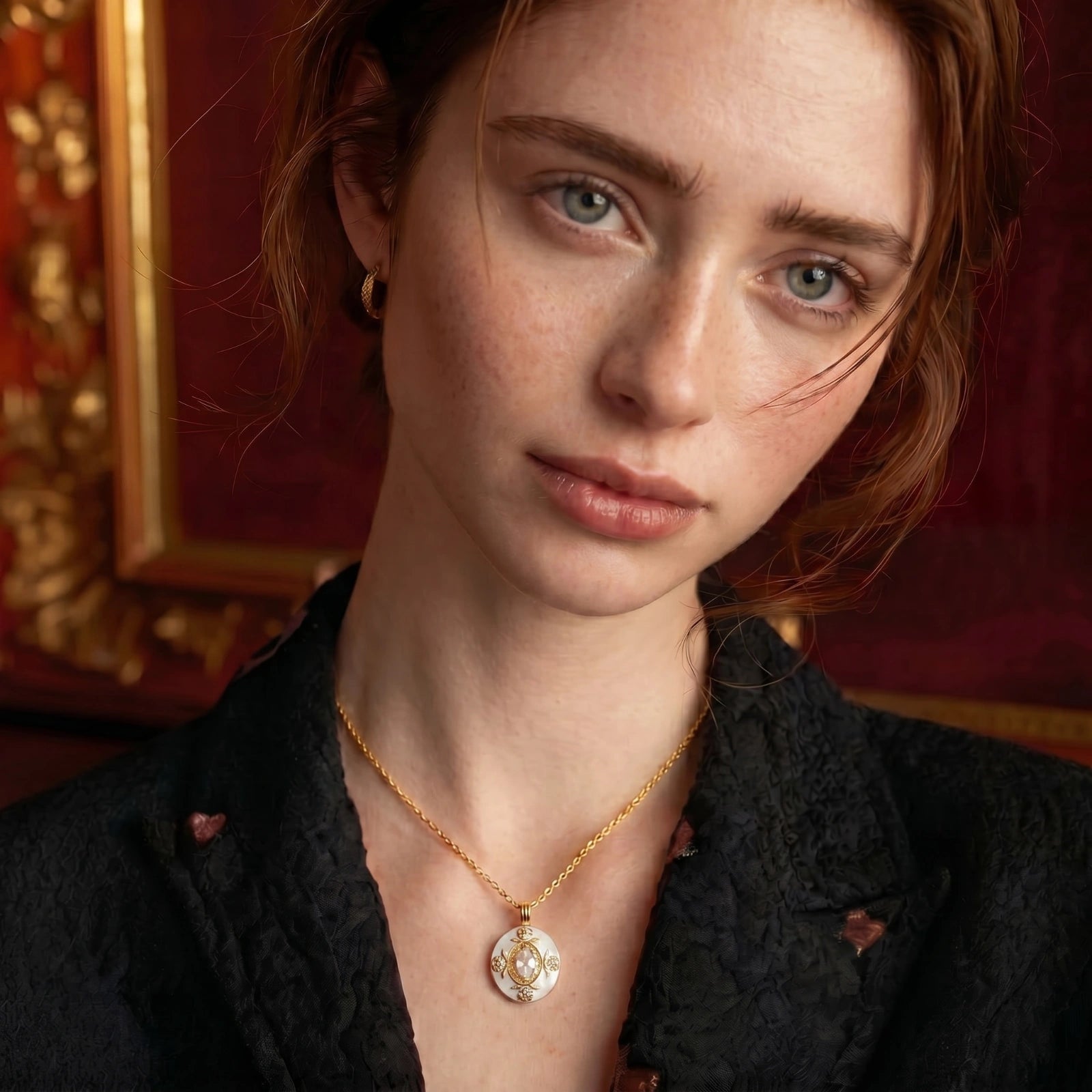 Golden Medallion Necklace - HILO ROJO