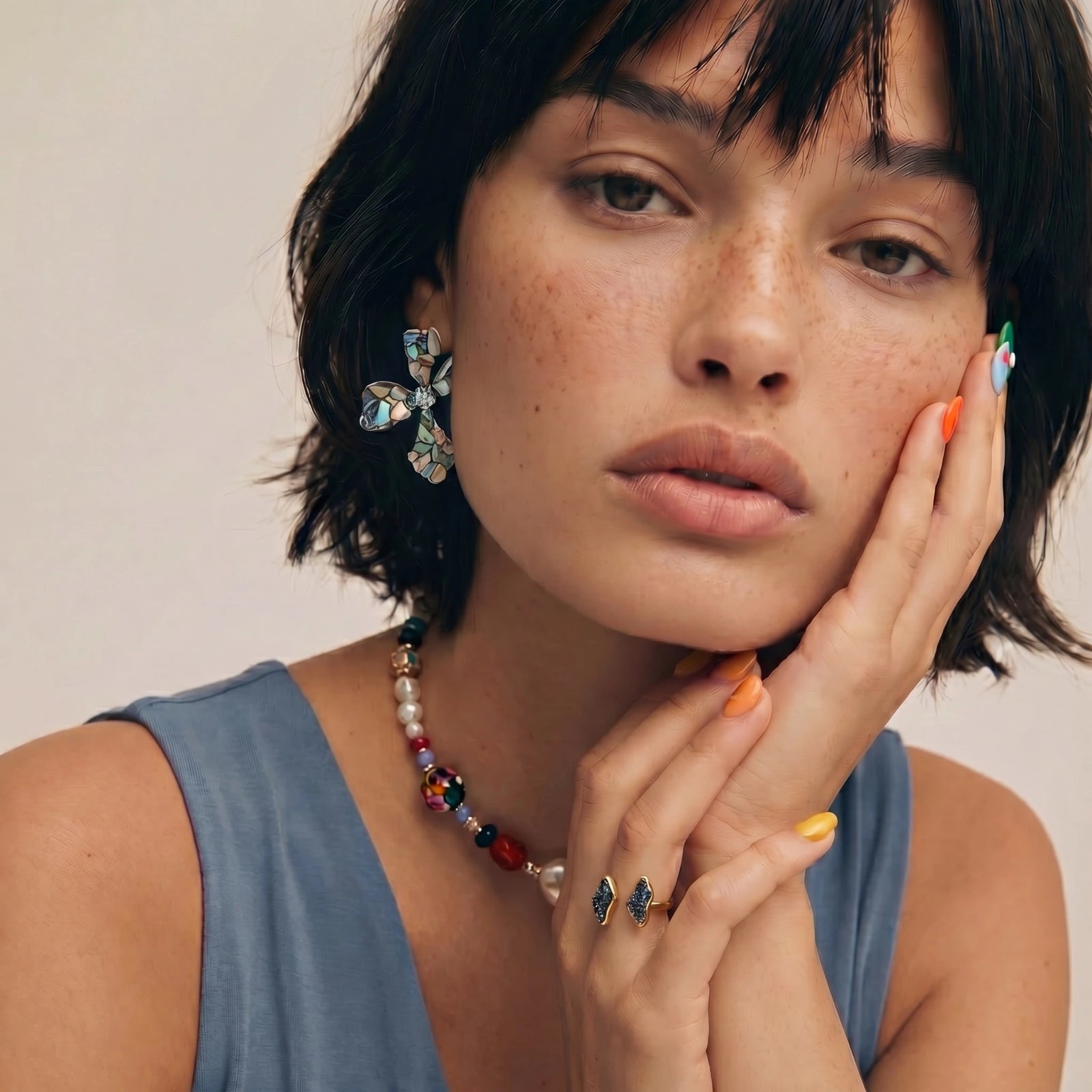 Celestial Shell Cross Studs - HILO ROJO