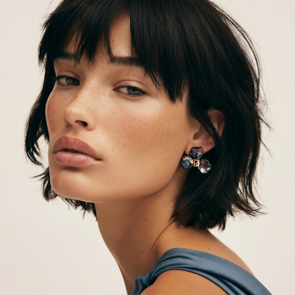 Midnight Bloom Pearl Earrings - HILO ROJO