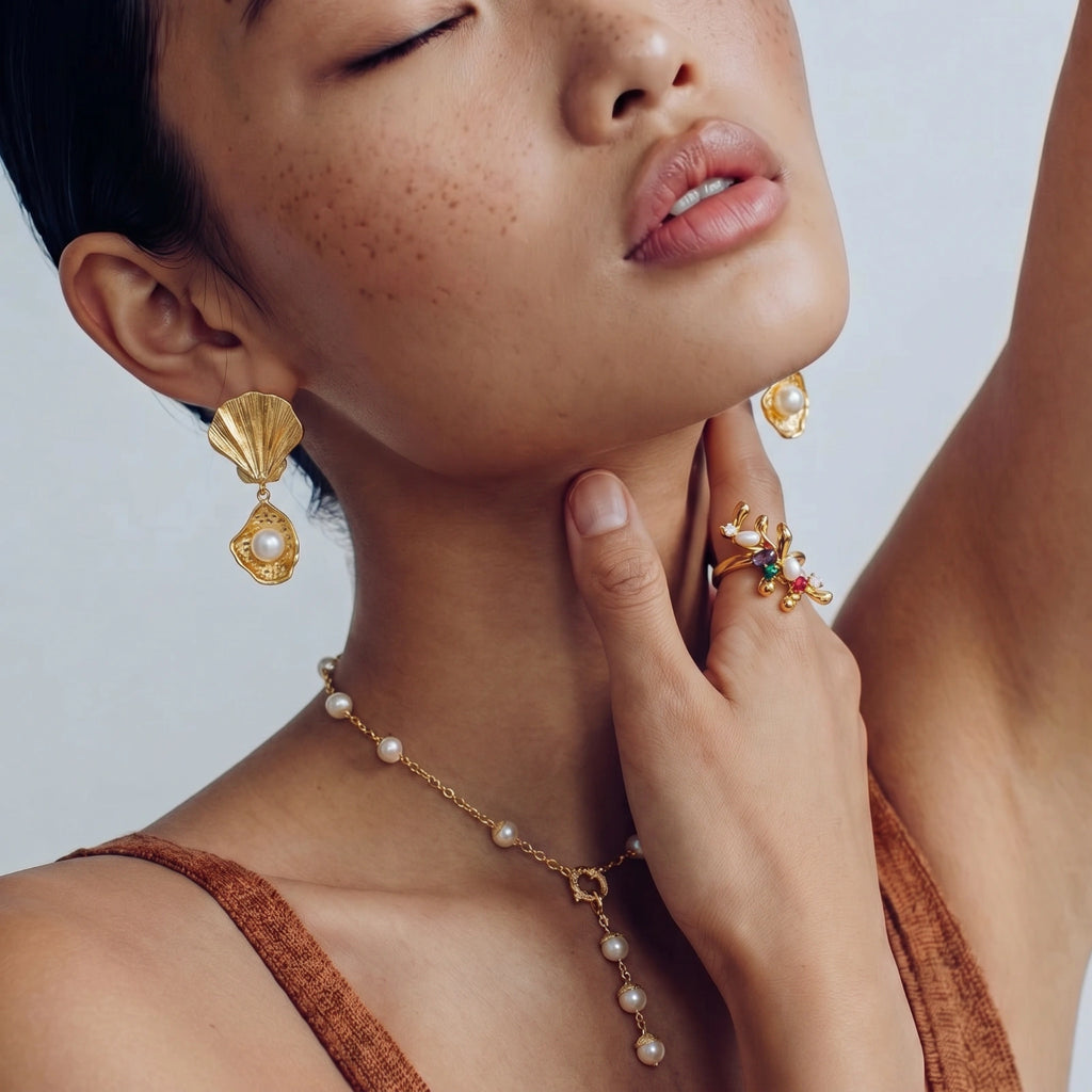 Ocean Shell Pearl Drops - HILO ROJO