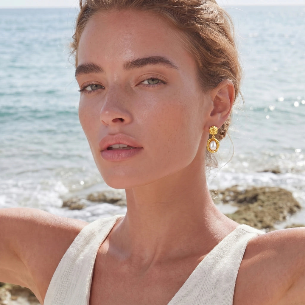 Golden Bloom Pearl Drops - HILO ROJO