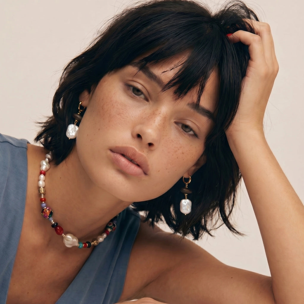 Earth & Gold Drop Earrings - HILO ROJO