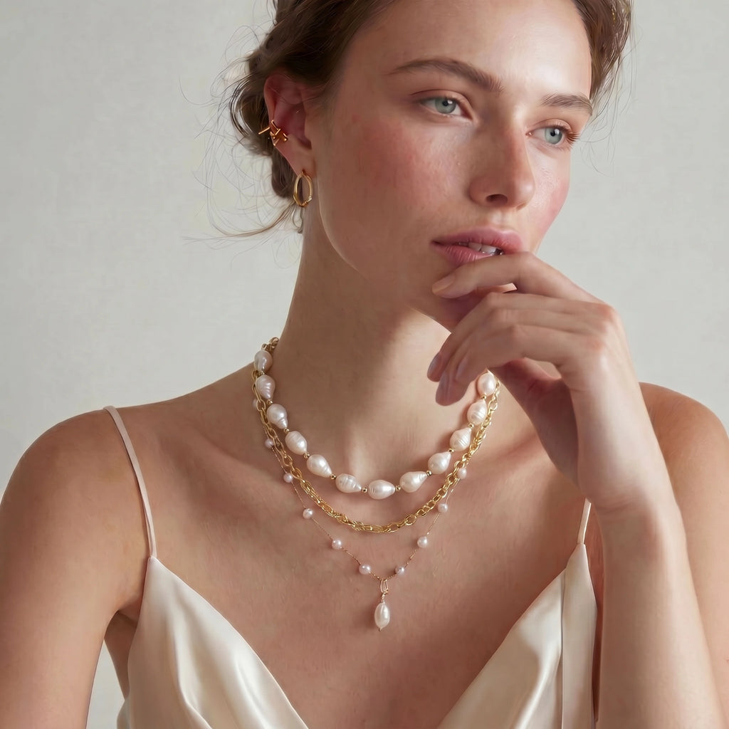 Golden Pearl Layers Necklace - HILO ROJO