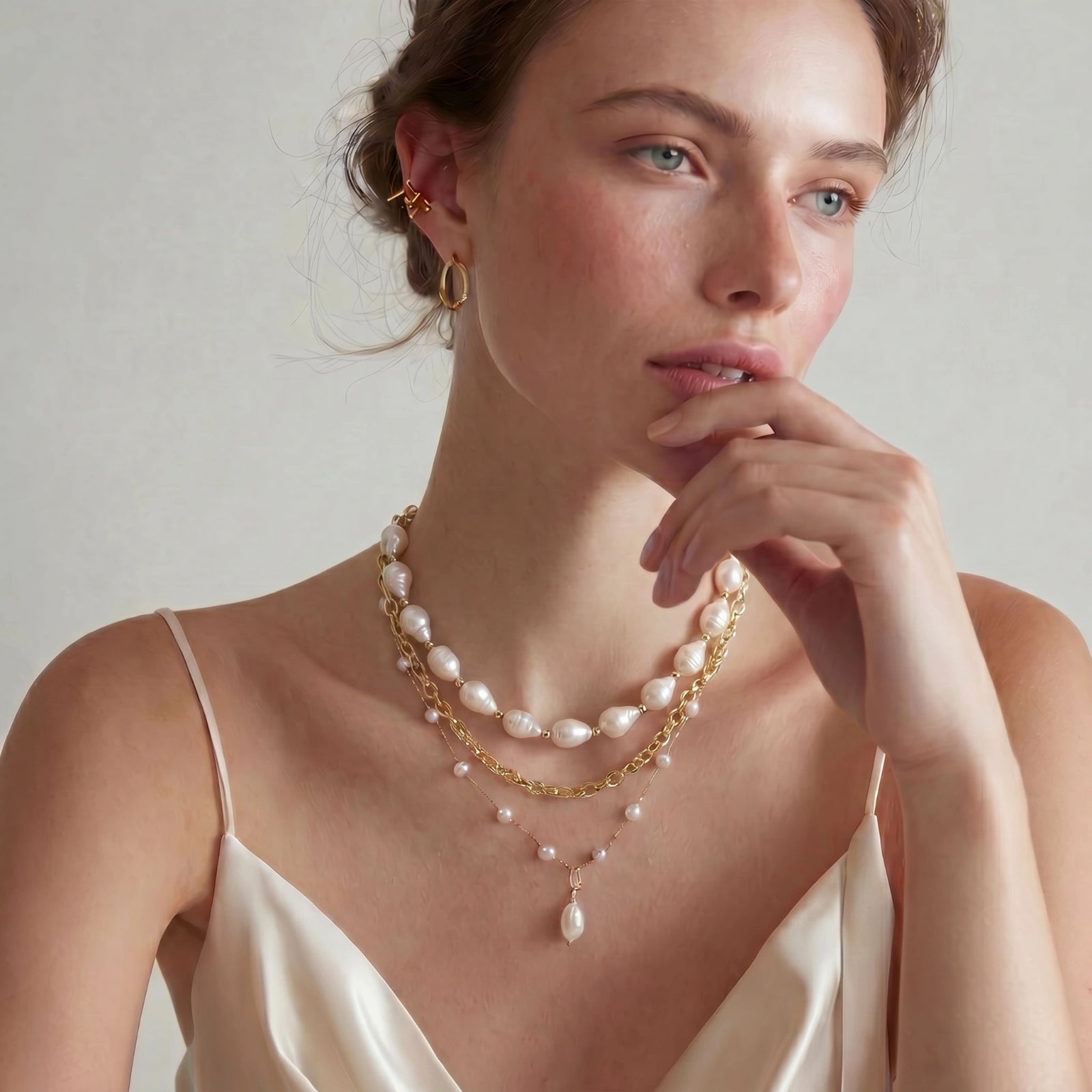 Golden Pearl Layers Necklace - HILO ROJO