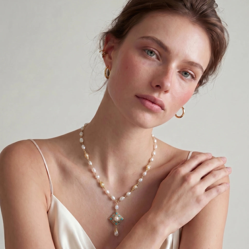 Celestial Pearl Drop Necklace - HILO ROJO