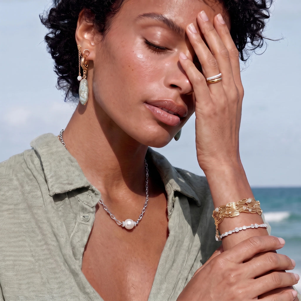 Luna Pearl Chain Necklace - HILO ROJO