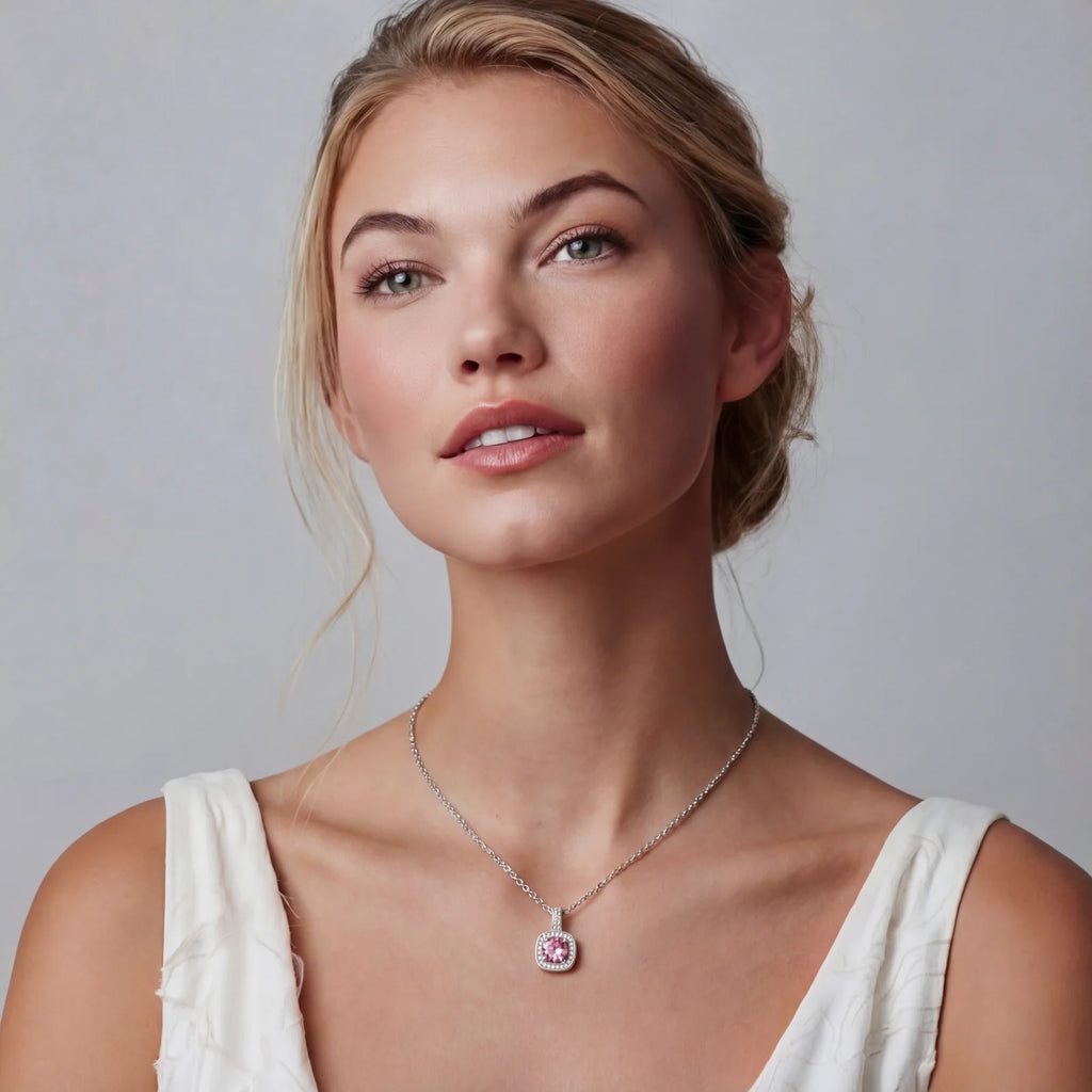 Pink Fire Moissanite Pendant Necklace