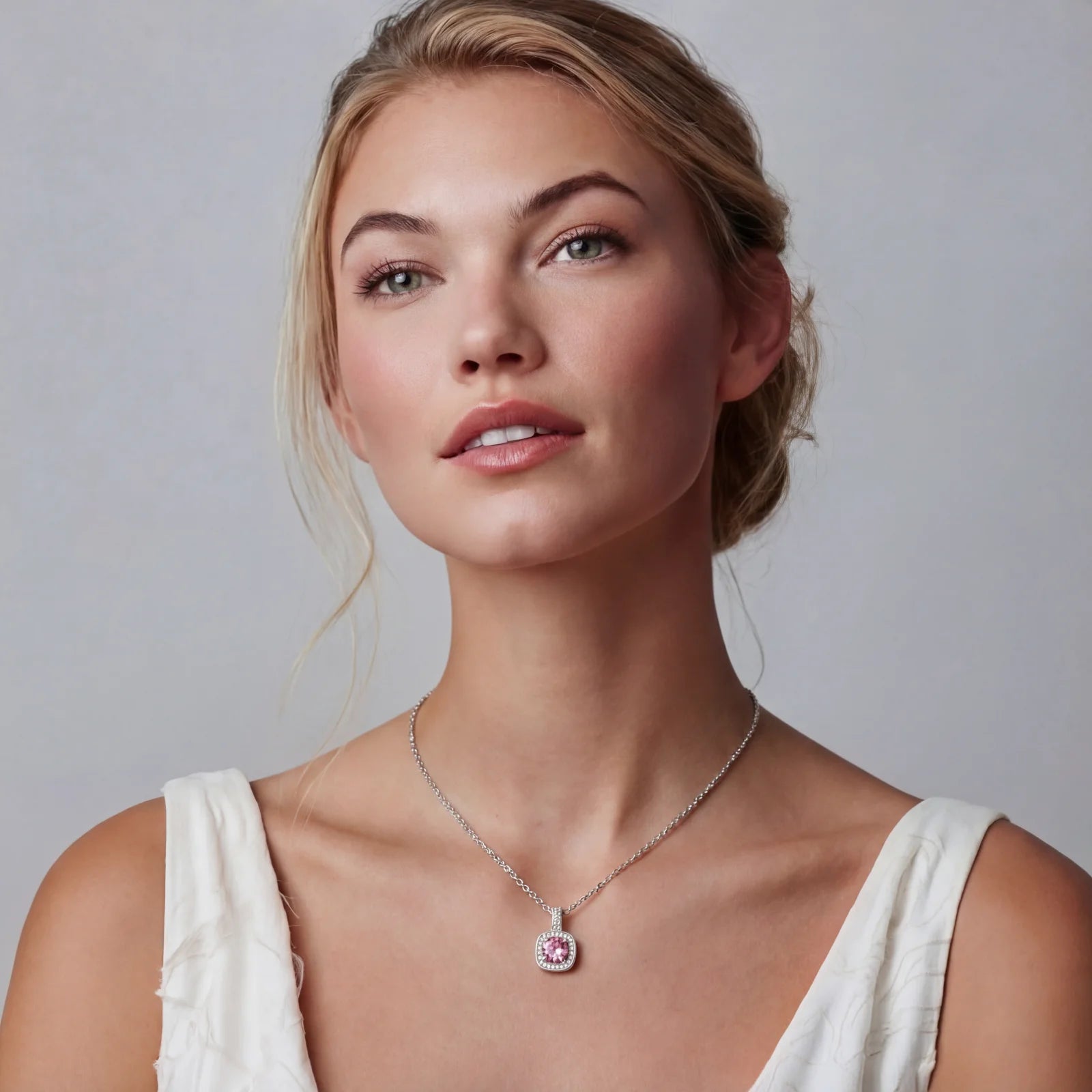 Pink Fire Moissanite Pendant Necklace