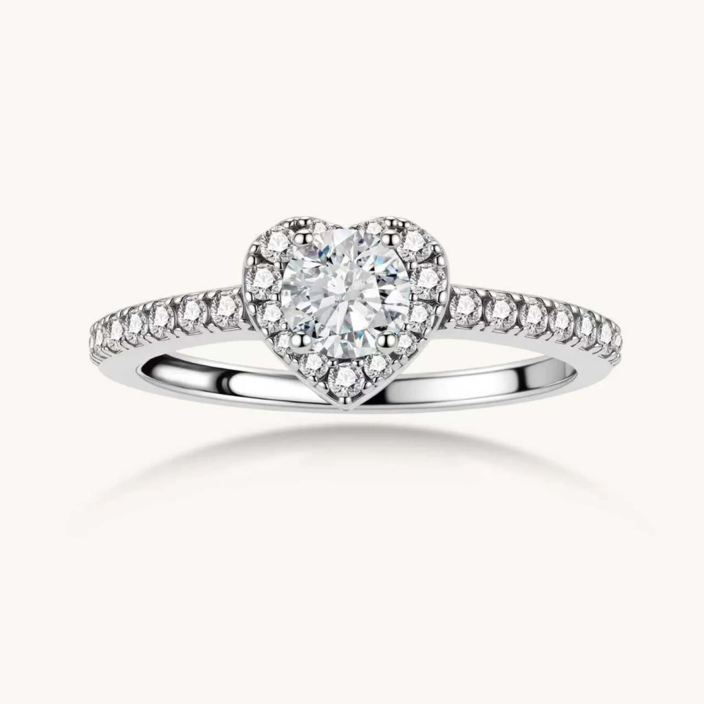 Heart Halo Moissanite Ring